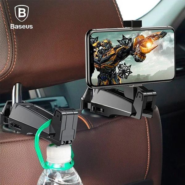 Автотримач для телефонуBaseus backseat vehicle phone holder hook Black фото.